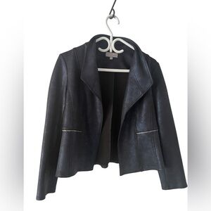Laura Blue & Black Blazer – Size 12 | Chic Zip Detail | Smart Casual Staple